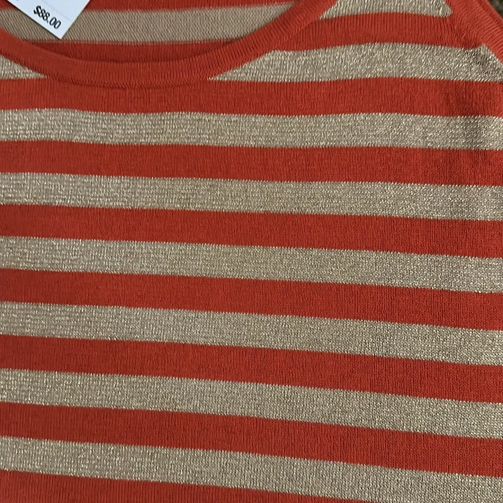 Michael Kors Orange and Gold Striped Tank Top